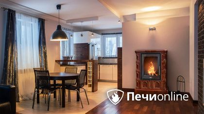 Печь-камин ABX Britania EXclusive, кафельный цоколь, коричневая в Златоусте